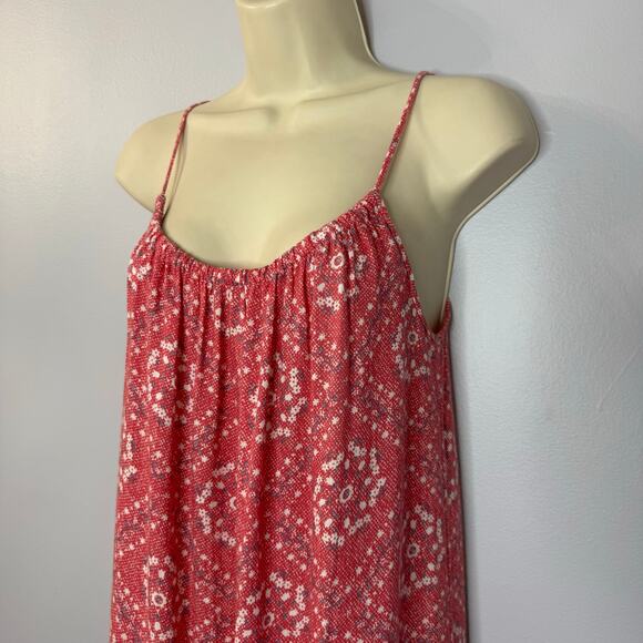 Rails Linen Blend Spaghetti Strap Sun Midi Dress Red Pattern Beach Vacation XS - Picture 7 of 11